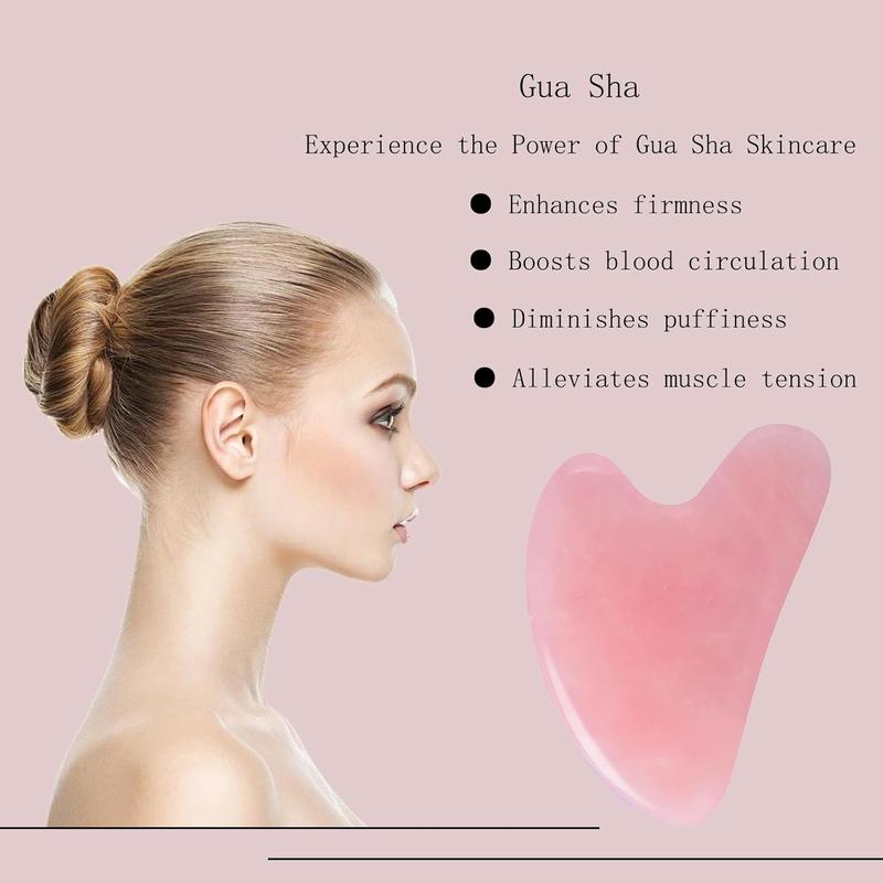 Pink Gua Sha Jade Stone Massage Tool – Face, Body, Neck & Eye Treatmen