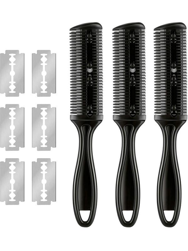 Razor Comb with 10pcs Razor for Hair Styling for Girlfriend, 3pcs Hair Cutter Comb, Double Edge Razor, Hair Thinning Comb, Slim Haircut Cutting Tool