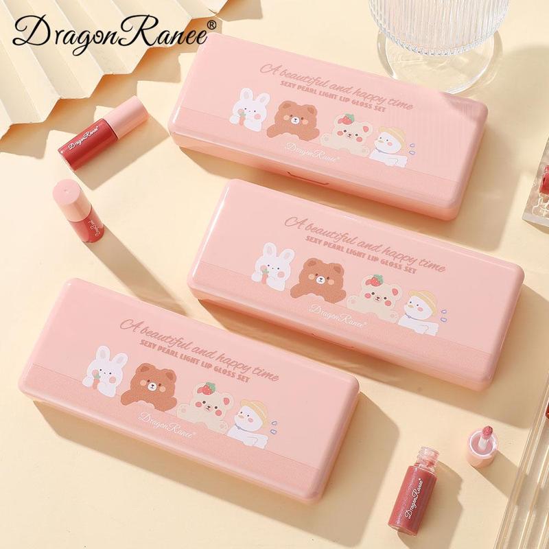 Bear Pattern Long-lasting Comfort Lip Gloss Set, 10pcs set Easy Coloring Glossy Lip Sticks, Makeup Accessories, Lip Cosmetic for Gift, Summer Gift