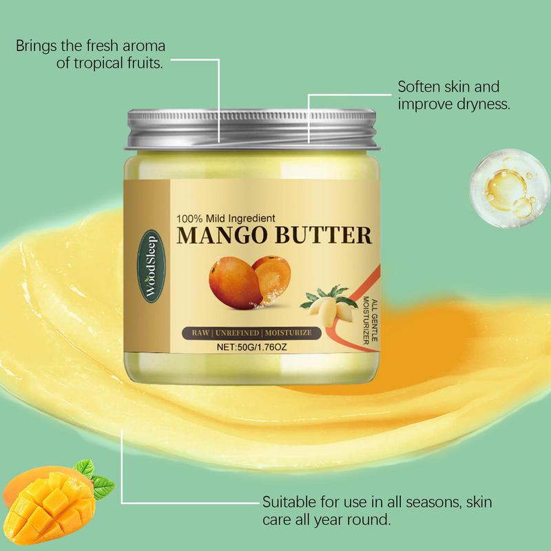 50g Mango Butter, Moisturizing Body Cream, Hydrating Body Lotion for Face, Body, Hands, Feet, Skin Care Product for Women & Men