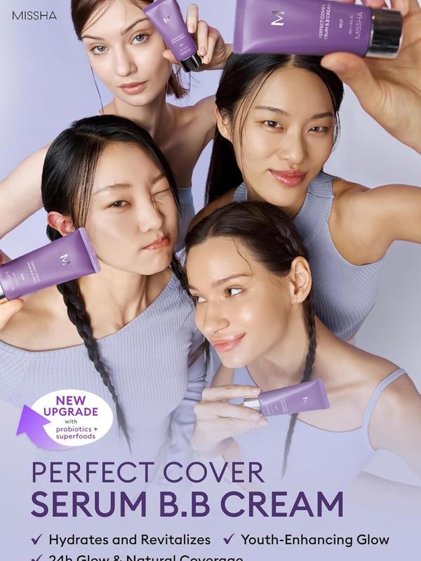 MISSHA M Perfect Cover Serum BB Cream No.23 Natural Beige, Skin Care Foundation Makeup   - Hydrating Tinted Moisturizer with Superfood Complex, Smooth Finish, Moisture, Scented, Paraben-Free