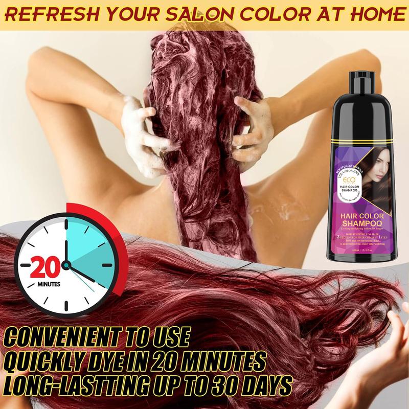 ECO Wine-Red Hair Dye, Quick-Action Hair Coloring Shampoo, Hair Care, Plant Extracts, Long-Lasting Formula Haircare Gel Nourishing