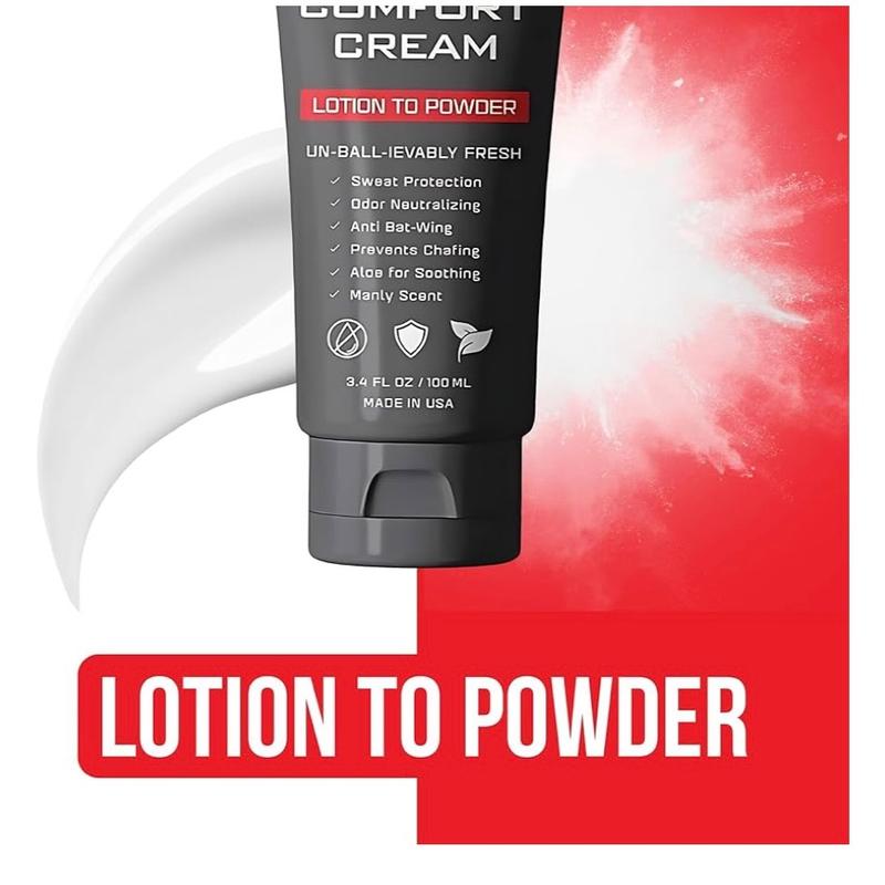 Comfort Cream Deodorant 4 Men: Odor Control, Anti-Chafing Sweat Defense, Aluminum-Free 3.4 oz.Aroma Powder Aloe Gift Lotion Coconut Scent Aroma Powder