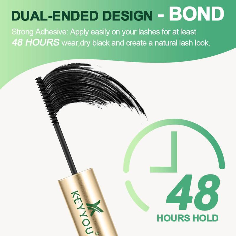 KEYYOU Waterproof Lash Bond & Seal 10ml with Mascara Brush- Eyelash Adhesive for Long-Lasting Makeup - Eyelashes