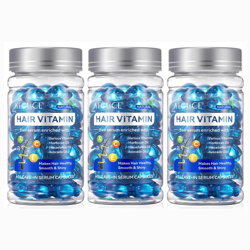 YECUCE Hair Vitamin Capsules, Comfort Hair Vitamins Serum, Haircare Repair, Hair Oil Capsules, Rich in Moroccan Oil, Vitamins A C E Pro B5,   Blend, Silky Restores Dry Frizzy Hair, Suitable for All Hair Types