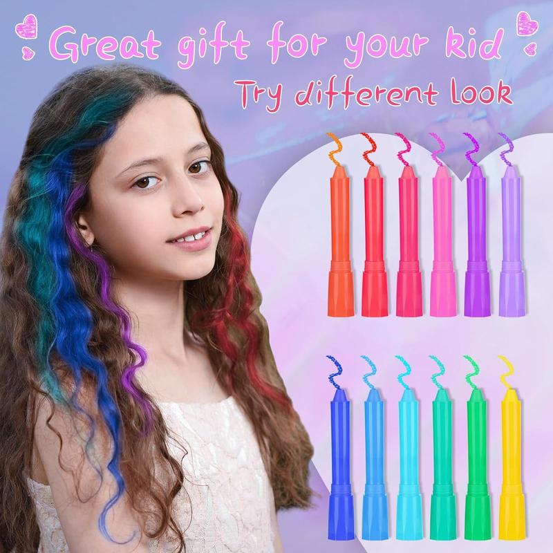 Colorful Hair Chalks for Girls, 12pcs set Temporary Multicolor Hair Chalk Pen, Great Toy for Kids Age 5 6 7 8 9 10 11 12 13 Years Old