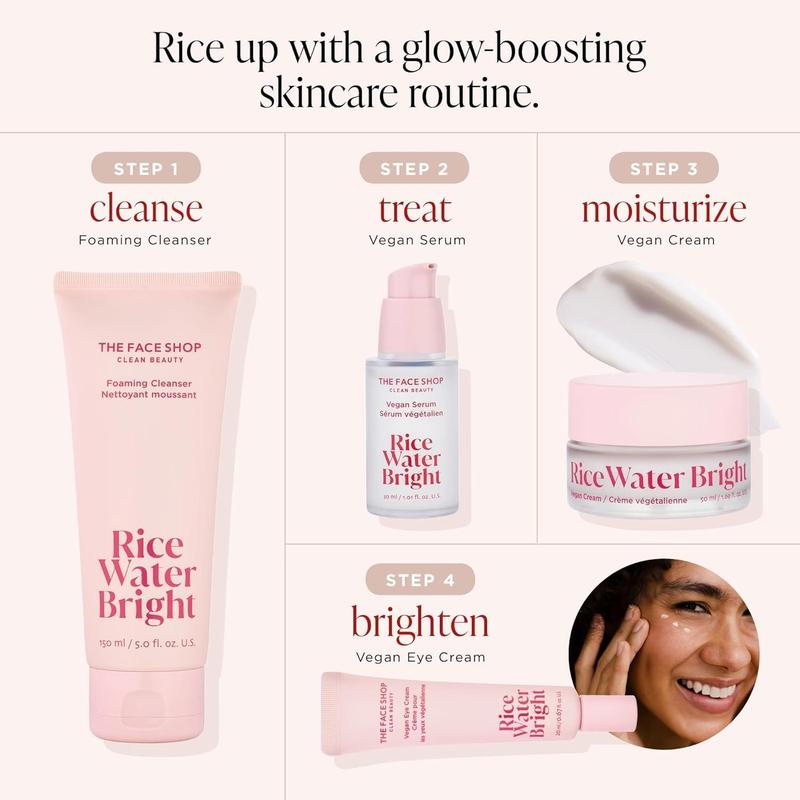 Rice Water Bright Foaming Cleanser Hydrating Skincare Facewash Facial Cleansing Peeling Vegan for Oily  Organic Sunscreen Organic Moisturizer