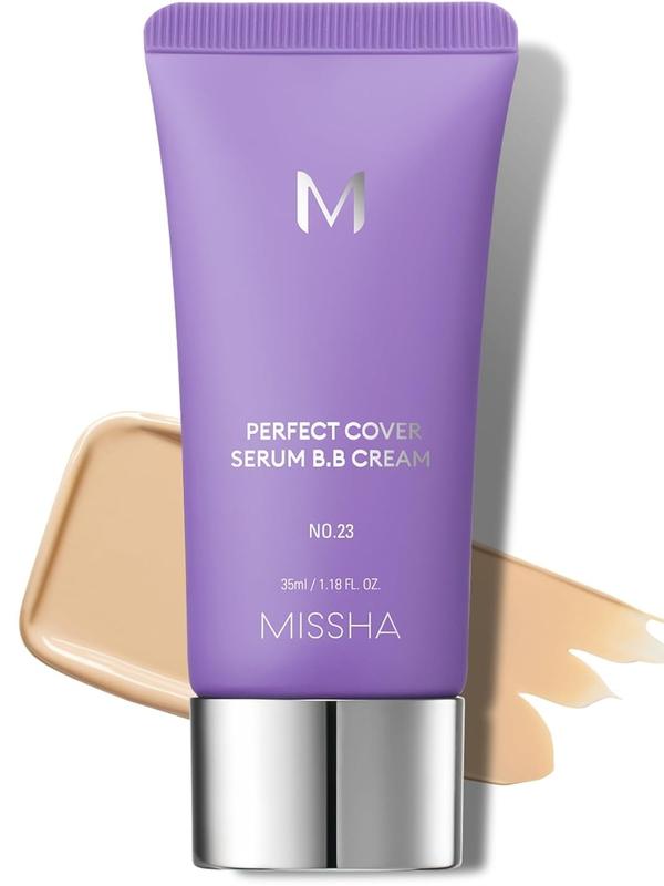 MISSHA M Perfect Cover Serum BB Cream No.23 Natural Beige, Skin Care Foundation Makeup   - Hydrating Tinted Moisturizer with Superfood Complex, Smooth Finish, Moisture, Scented, Paraben-Free