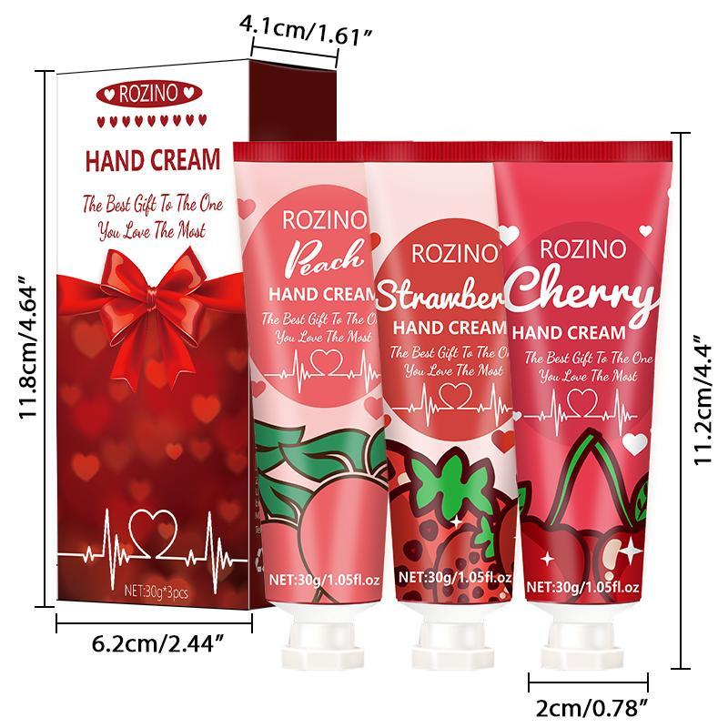 Fruit Moisturizing Hand Cream, 3pcs set Hand Lotion For Dry Skin, Hand Care Product For Women & Girls