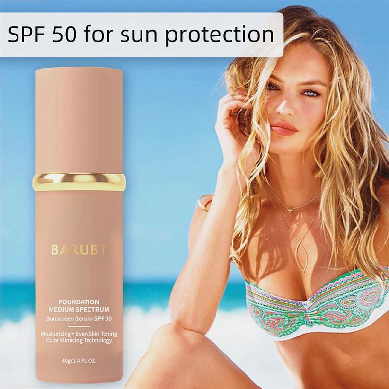 Sun Protection,4 in 1 Light Spectrum,Suncreen, 4 in 1 Foundation Sunscreen,  Liquid-Foundation 4 In 1 Medium Spectrum, Skincare,Hydrating Medium Full Coverage Concealer with SPF 50+,