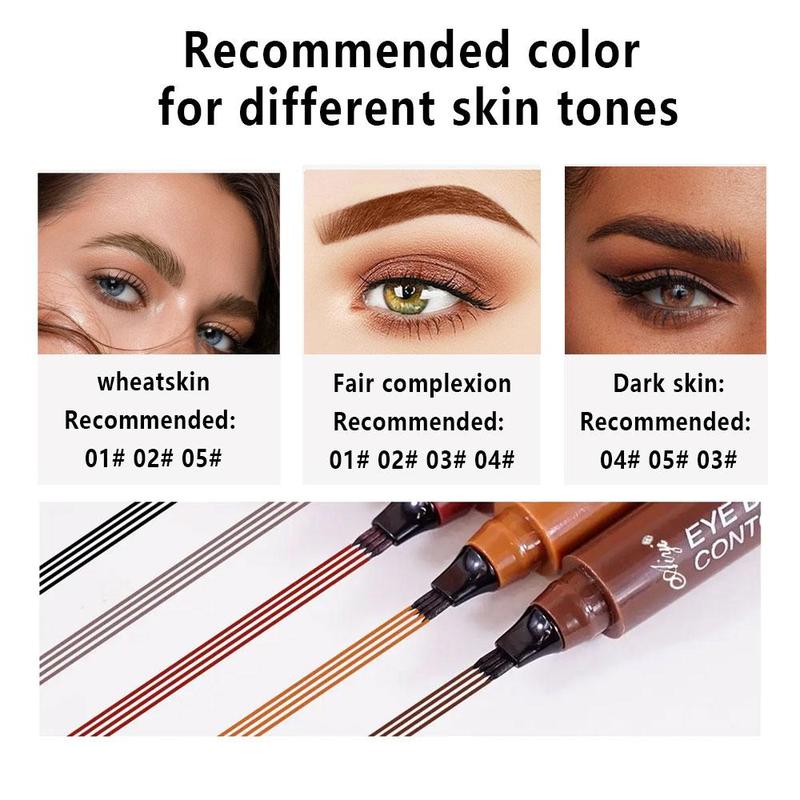 4 Fork Tip Liquid Eyebrow Pencil, 1 Count Waterproof Long Lasting Eyebrow Pen, Brow Styling Brush, Brow Shading & Filling Pencil, Eyebrow Pen, 4 Point Eyebrow Pencil Waterproof Eye Brown Makeup, Eye Brow Pen Cosmetic for Women