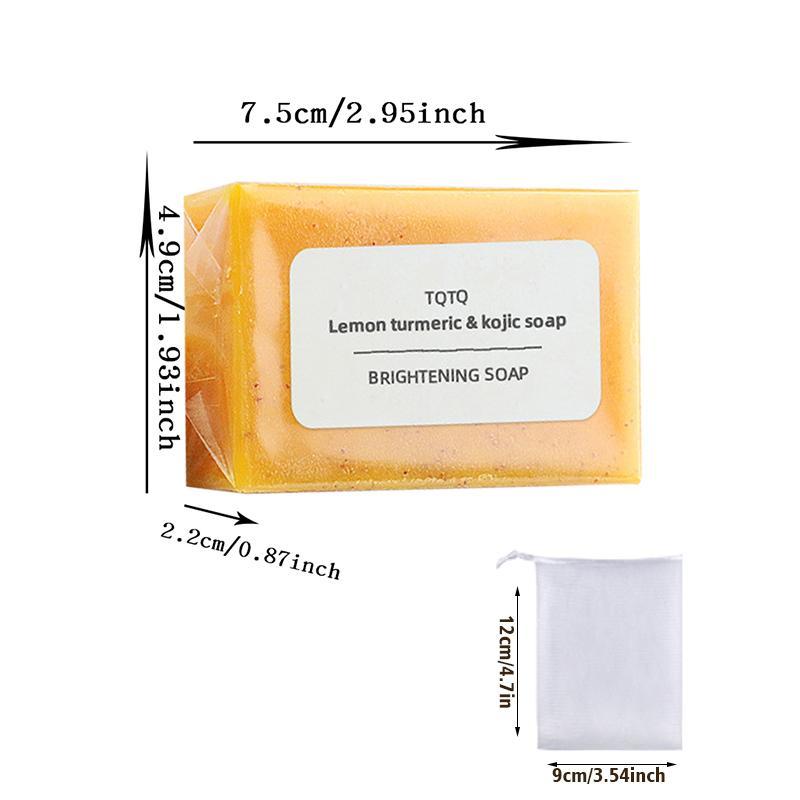 Turmeric & Kojic Acid Soap, 4 9 15pcs Lemon Bath Soap, Skin Brightening Exfoliating Handmade Soap, Gentle and Moisturizing Soap for Face and Body