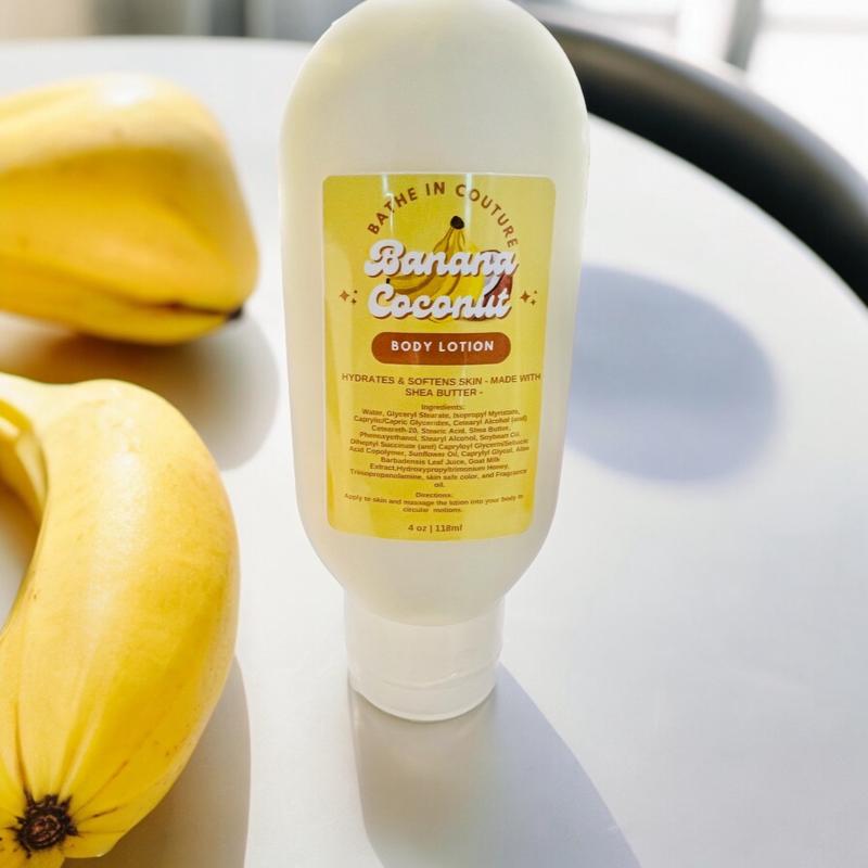 Banana Coconut Body Lotion Body Care Skin Care Smooth Scented Moisture Shea Butter Blend Moisturizer Honey Silky