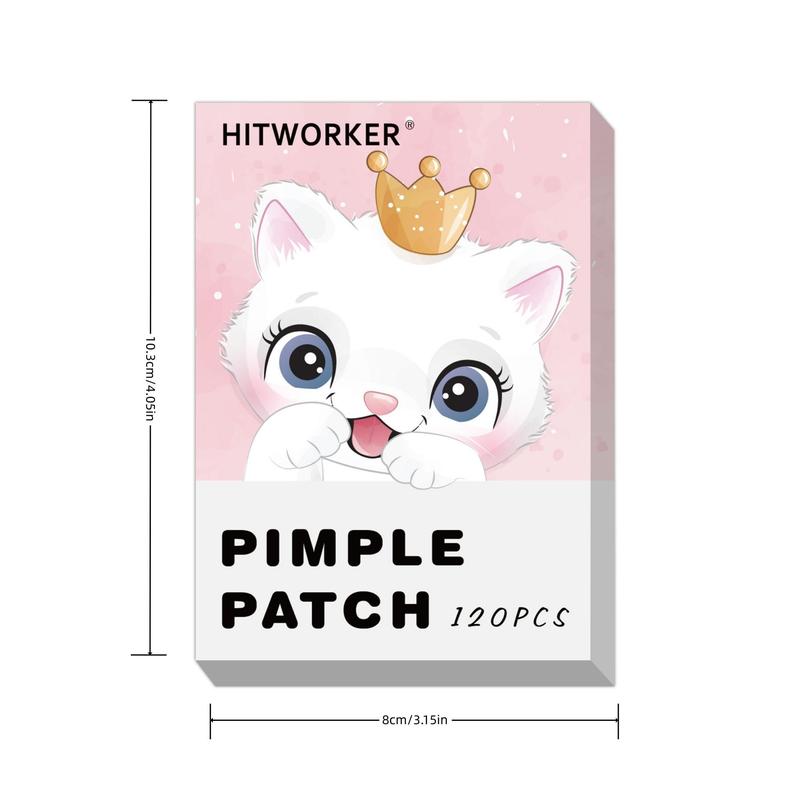 Cute Cat Pattern Pimple Patch, 120pcs box Natural Hydrocolloid Acne Care Patch, Fragrance-free, Alcohol-free, Gentle and Effective Facial Care for All Skin Types