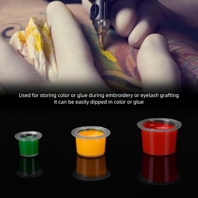 Tattoo Ink Caps, ATOMUS 300pcs Mixed Tattoo Ink Cups Small Medium Plastic Tattoo Microblading Pigment Ink Cups Holder Cosmetics