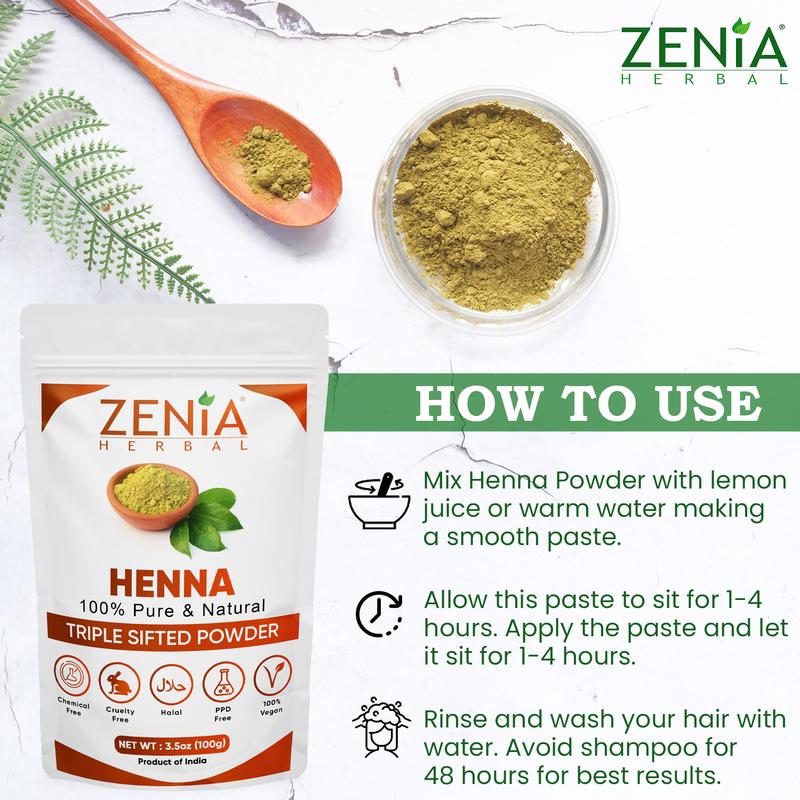 100g Zenia Pure Henna Powder Natural Hair Color   Hair Dye