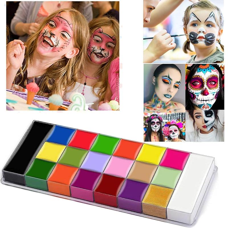 20 Colors Face Body Paint Set-Athena Painting Palette,10 Professional Artist Brush,Large Deep Pan Ideal for Halloween Cosplay Party SFX Arty Stage Makeup