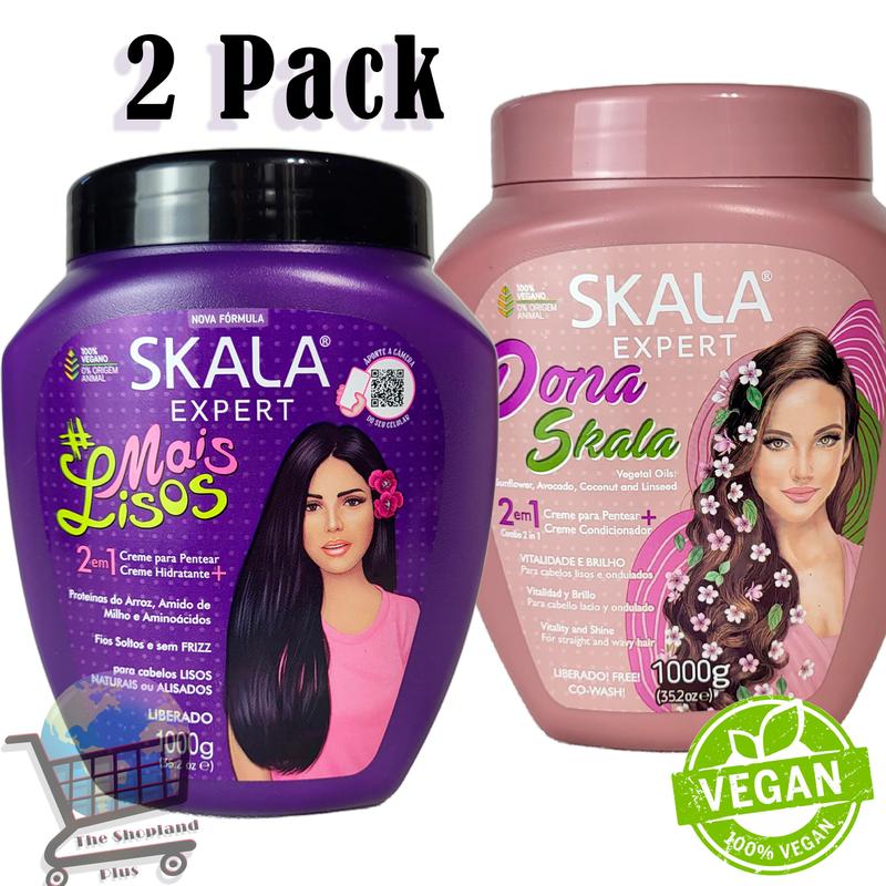 SKALA Hair Care Set   Expert More Straight 2 in 1 Conditioning Treatment Cream ( Expert Mais lisos )  +  Lady Skala 2 in 1 Combing and Moisturizing Cream  (Dona Skala)   Each Bottle 1 kg - 35.2 oz