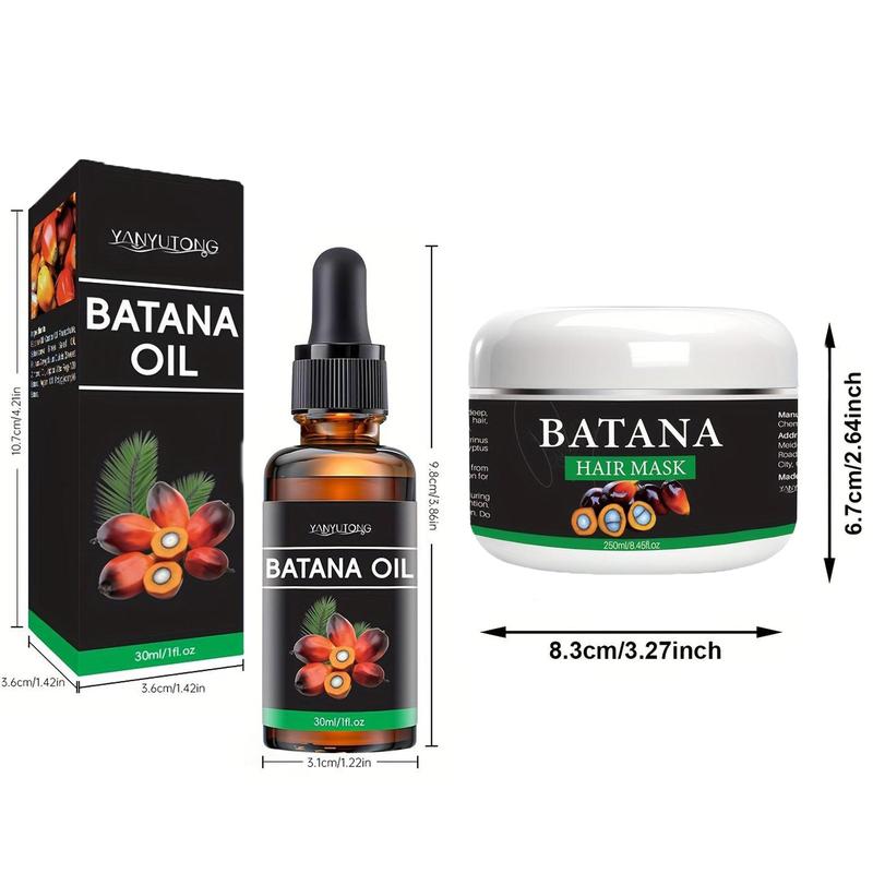 Batana Oil Hair Mask & Hair Care Serum, 2 Counts set Deep Moisturizing Hair Mask & Hair Care Serum, Hair Care & Styling Product for Women & Men, Christmas Gift