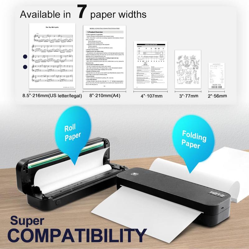 Portable Tattoo Paper Printer, 1 Set USB Rechargeable Tattoo Stencil Printer with Paper & Cable, Tattoo Stencil Printer for Home & Office