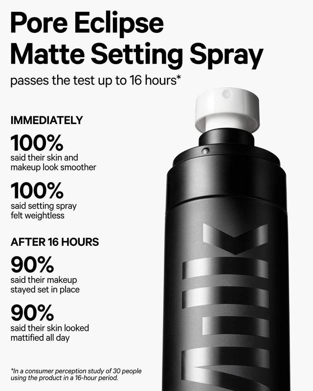 Milk Makeup Pore Eclipse Matte Setting Spray - Helps Blur Pores & Control Shine for Up to 16 Hours - For Normal, Combination & Oily Skin Types - Alcohol Free, Vegan & Cruelty Free