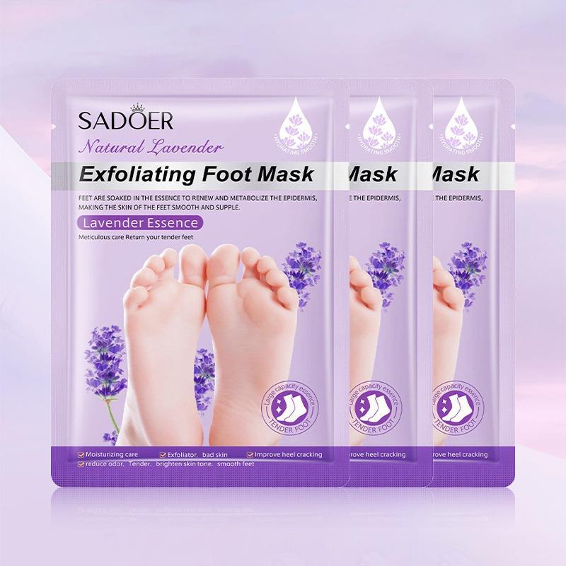 Lavender Natural Moisturizing Foot Masks, 3 Pairs Exfoliating Foot Care Mask, Foot Dead Skin Remover Mask, Callus Remove Covering Mask, Pedicure Foot Care Products