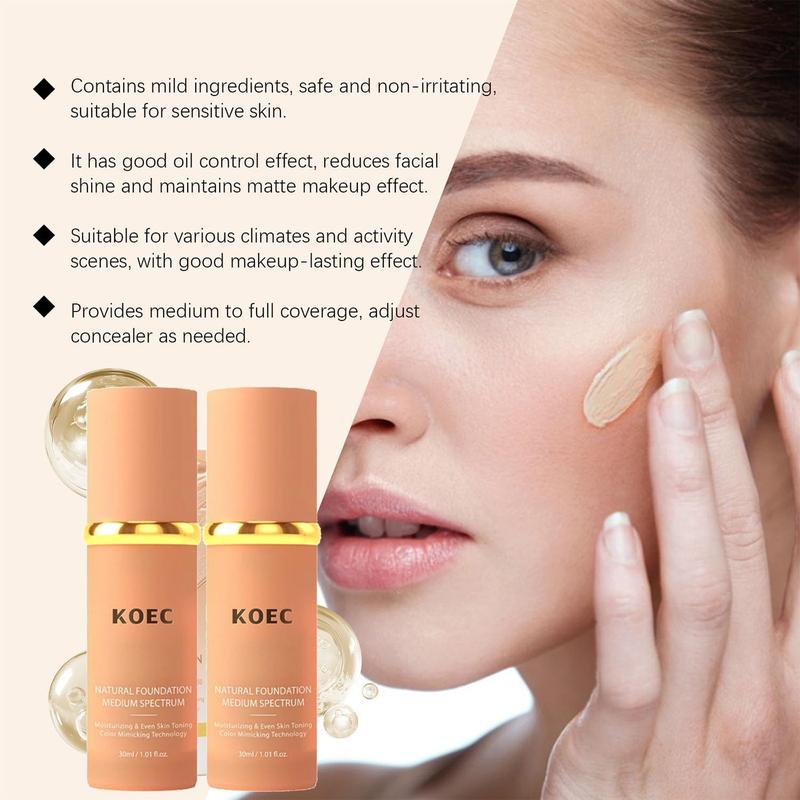 KOEC 4 In1 Concealer Coverag Liquid Foundation, Hydrating Nourishing and LonglastingFormula with Medium Coverage,  Natural Looking Finish Makeup Clear