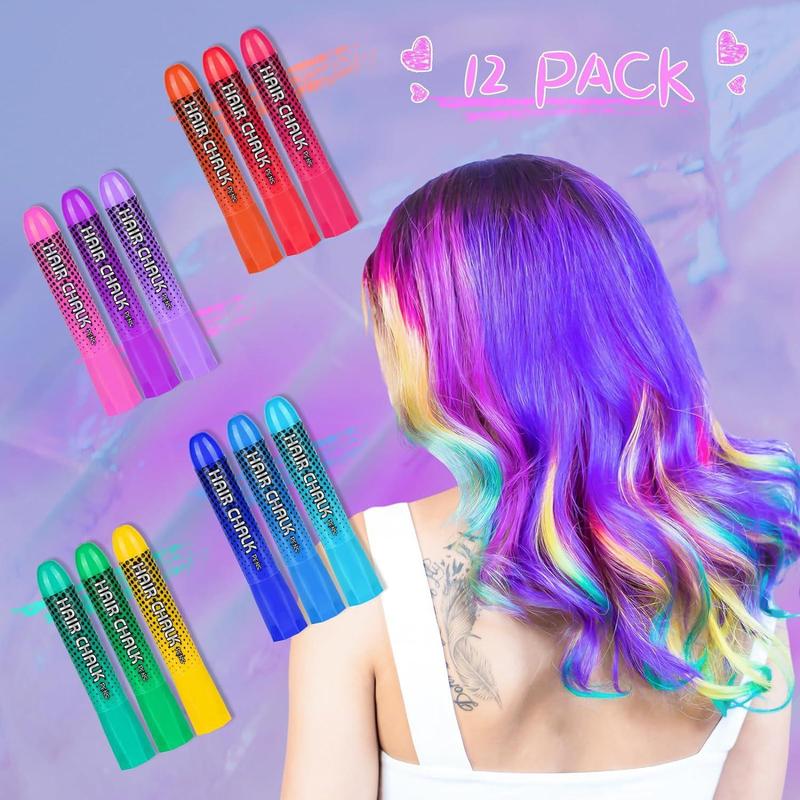 Colorful Hair Chalks for Girls, 12pcs set Temporary Multicolor Hair Chalk Pen, Great Toy for Kids Age 5 6 7 8 9 10 11 12 13 Years Old