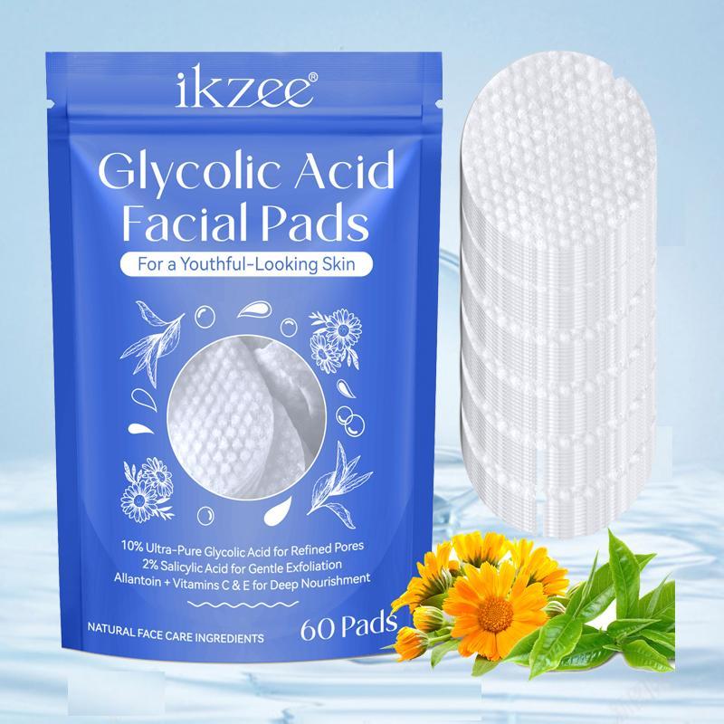 Glycolic Acid Facial Pads, 60pcs set Oil Control Facial Pads, Skin Smooth Facial Cleansing Pads, Facial Skin Care Product for Women & Men