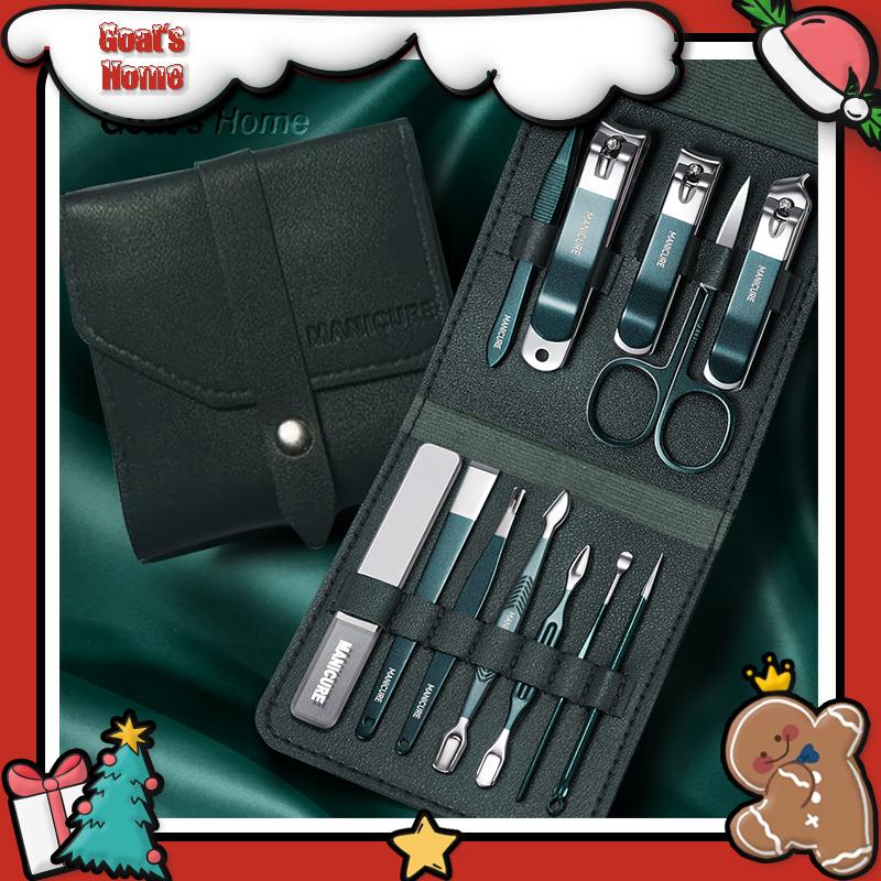 Set of 12 German Technology Clippers, Manicure and pedicure kit for home and travel, Leather wrapped manicure and pedicure kit. Holiday Season Gift.