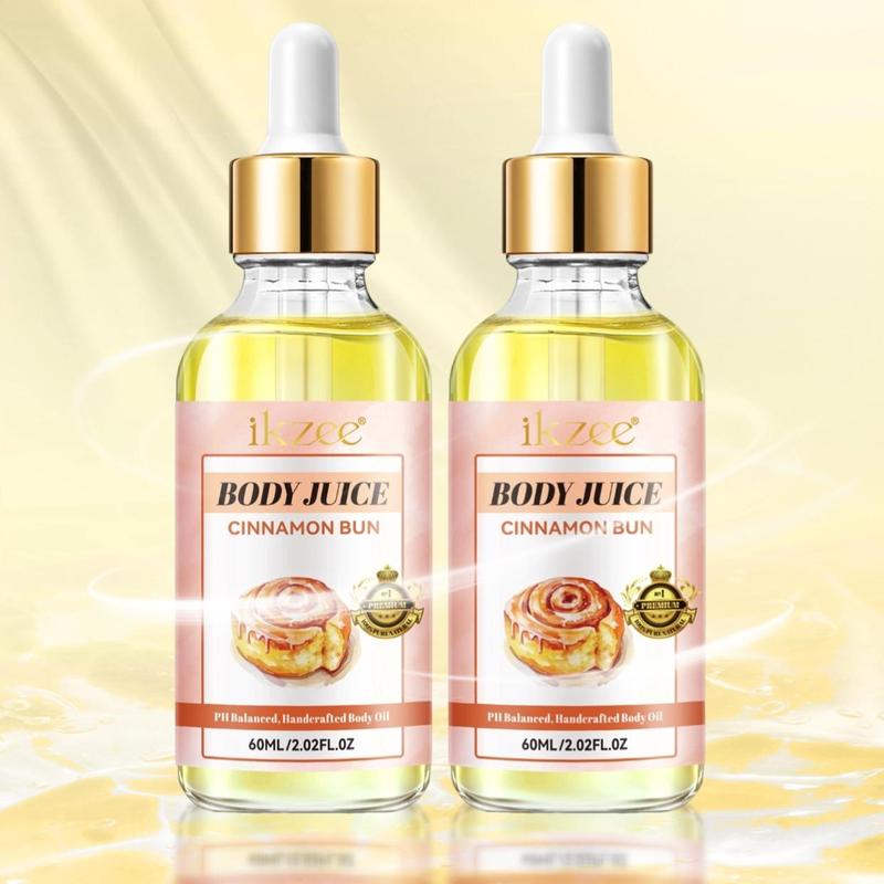 Cinnamon Bun Body Juice Oil, 2 Counts Handcrafted Body Oil, Handmade Body Care Oil, Fragrance Oil, Embrace Your Essence