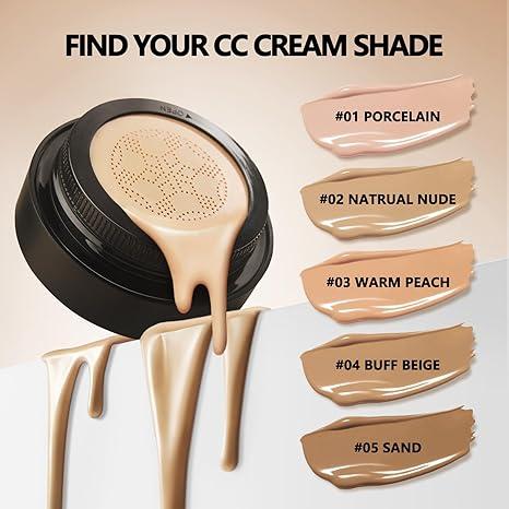 Mushroom Head Air Cushion CC Cream Strong Concealer,Face Makeup Cushion Foundation Long-Lasting,Moisturizing BB Cream Makeup All Skin Types