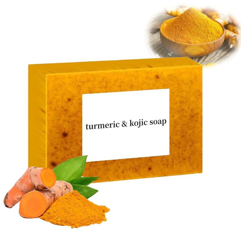 Lemon Turmeric & Kojic Acid Soap Bar, Face & Body Wash, Daily Skin Cleanser Sets, Moisturizing Gentle Kojic Acid Soap Bar Set with Soap Saver Bags