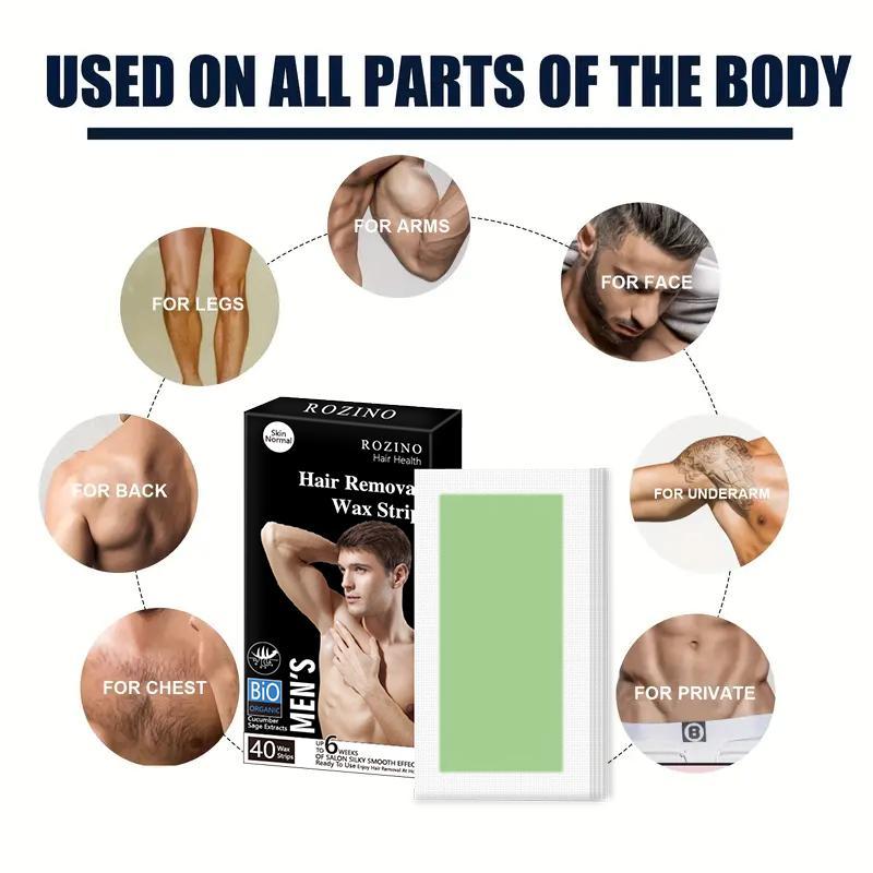 Wax Strips for Arms, Legs, Chest, Back, 40pcs set Hair Removal Waxing Strips, Painless Hair Removal Products for Men & Women