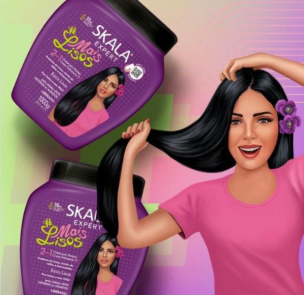 SKALA Hair Care Set   Expert More Straight 2 in 1 Conditioning Treatment Cream ( Expert Mais lisos )  +  Lady Skala 2 in 1 Combing and Moisturizing Cream  (Dona Skala)   Each Bottle 1 kg - 35.2 oz