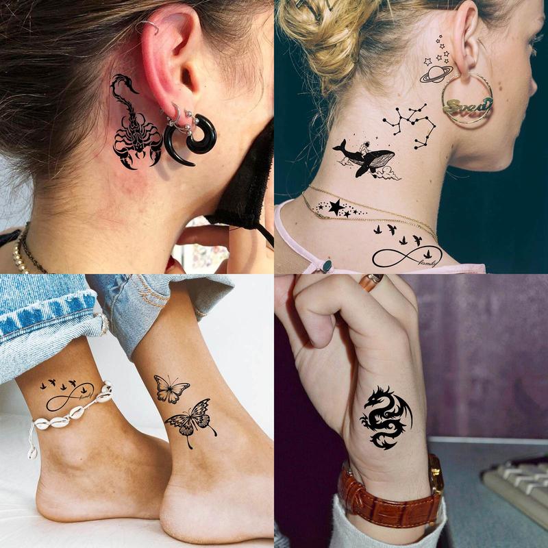 Animal Pattern Temporary Tattoo Sticker, 15pcs set Waterproof Fake Tattoo Sticker, Creative Body Art Sticker for Men & Women