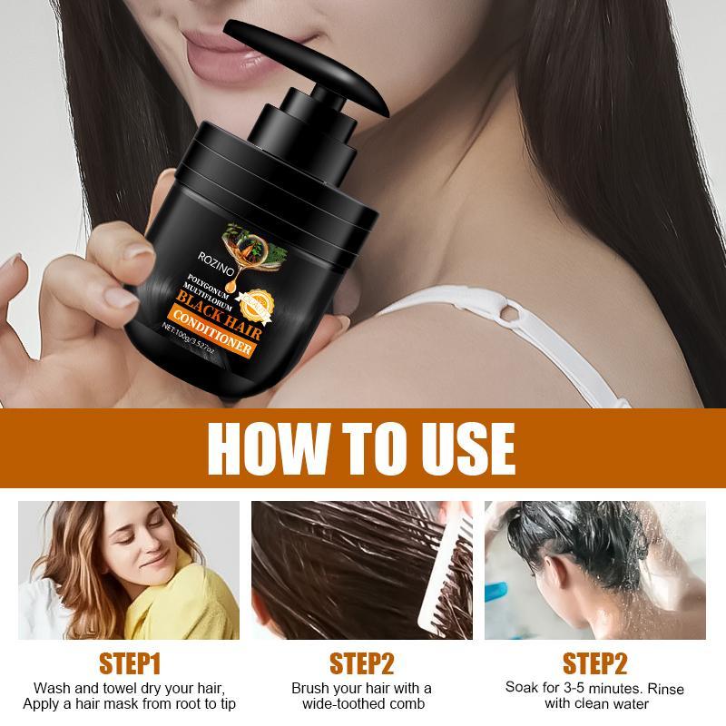 100g Pressed Jar Black Hair Conditioner for Purify Scalp, Polygonum Multiflorum Extracts Hair Care Product for Strengthen Hair & Nourishing Hair Follicles, Hair Conditioner for Women & Men