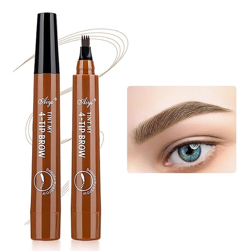 4 Fork Tip Liquid Eyebrow Pencil, 1 Count Waterproof Long Lasting Eyebrow Pen, Brow Styling Brush, Brow Shading & Filling Pencil, Eyebrow Pen, 4 Point Eyebrow Pencil Waterproof Eye Brown Makeup, Eye Brow Pen Cosmetic for Women