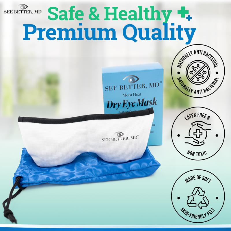 See Better, M.D. Heated Sinus and Migraine Headache Mask, perfect  Headaches associated with Dry Eyes.  Soothing and Relaxing  daily use Clay Storage Eye Mask warm compress for stye hot compress bag