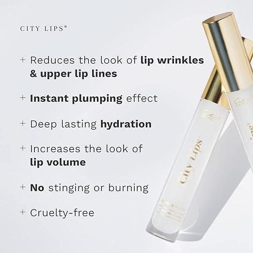 City Beauty City Lips Clear - Plumping Lip Gloss - Hydrate & Volumize - Hyaluronic Acid & Peptides Visibly Smooth Lip Wrinkles - Cruelty-Free Flower Lipstick