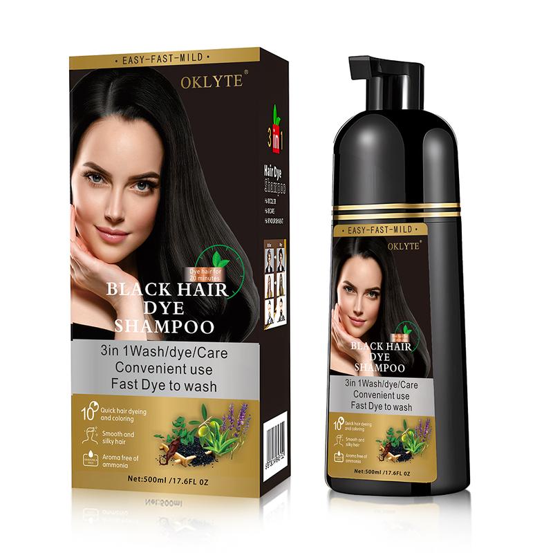 OKLYTE Hair Dye Shampoo for 100% Gray Hair Coverage with Herbal Ingredients Plant Haircare Black and Dark Brown