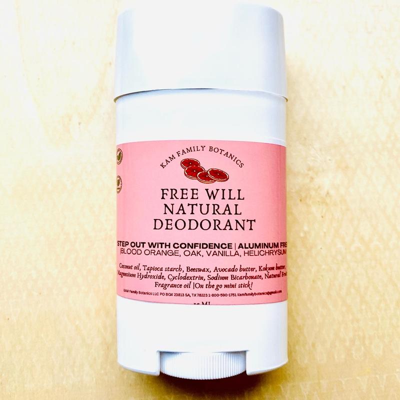 Free Will All Natural Aluminum Free Deodorant Blood Orange Vanilla Organic Body Care