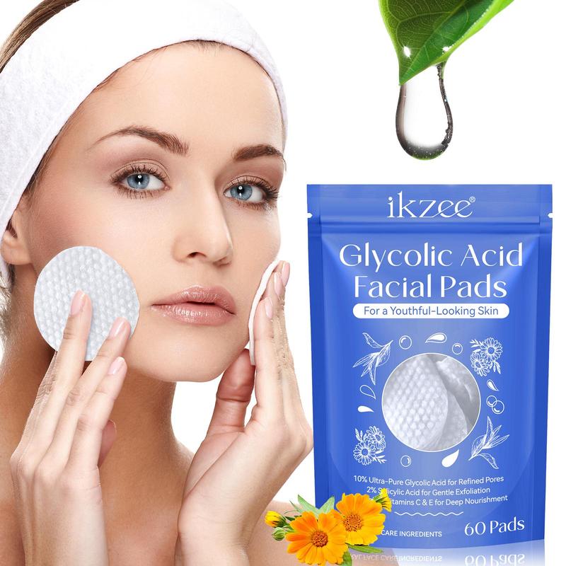 Glycolic Acid Facial Pads, 60pcs set Oil Control Facial Pads, Skin Smooth Facial Cleansing Pads, Facial Skin Care Product for Women & Men