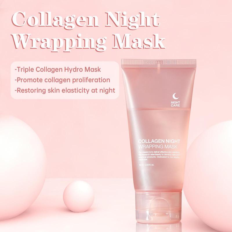 Collagen Overnight Wrapping Peel Off Mask, 3 Boxes Moisturizing Facial Mask, Gentle Cleaning Facial Mask, Hydrating Facial Skin Care Product for Women & Men, Christmas Gift