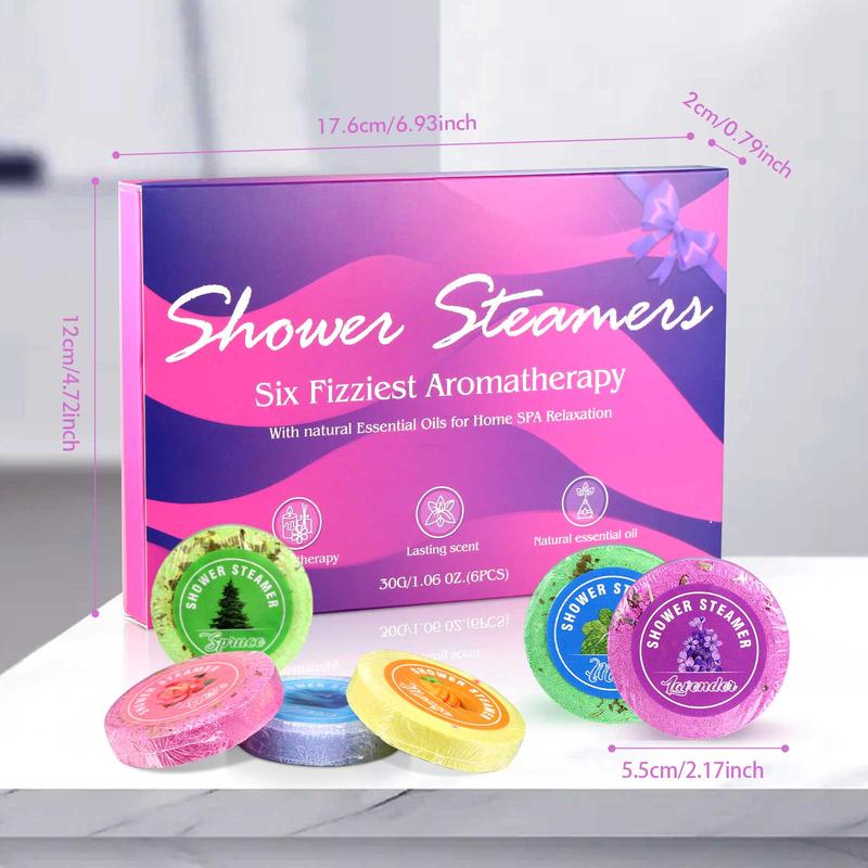 Shower Steamers Tablets, 6pcs set Fizzy Spa Bath Bombs, Relaxing Bubble Bath Bomb with Essential Oils, Bath & Body Care for Men & Women