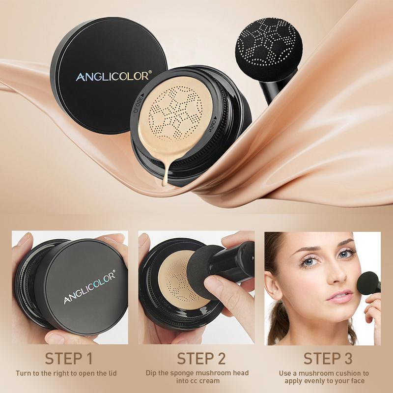 Mushroom Head Air Cushion CC Cream Strong Concealer,Face Makeup Cushion Foundation Long-Lasting,Moisturizing BB Cream Makeup All Skin Types