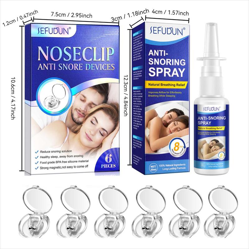 Anti Snoring Nose Clip & Spray Set, Effective Anti Snoring Nose Clip, Improve Sleep Quality, Easy Breathing at Night