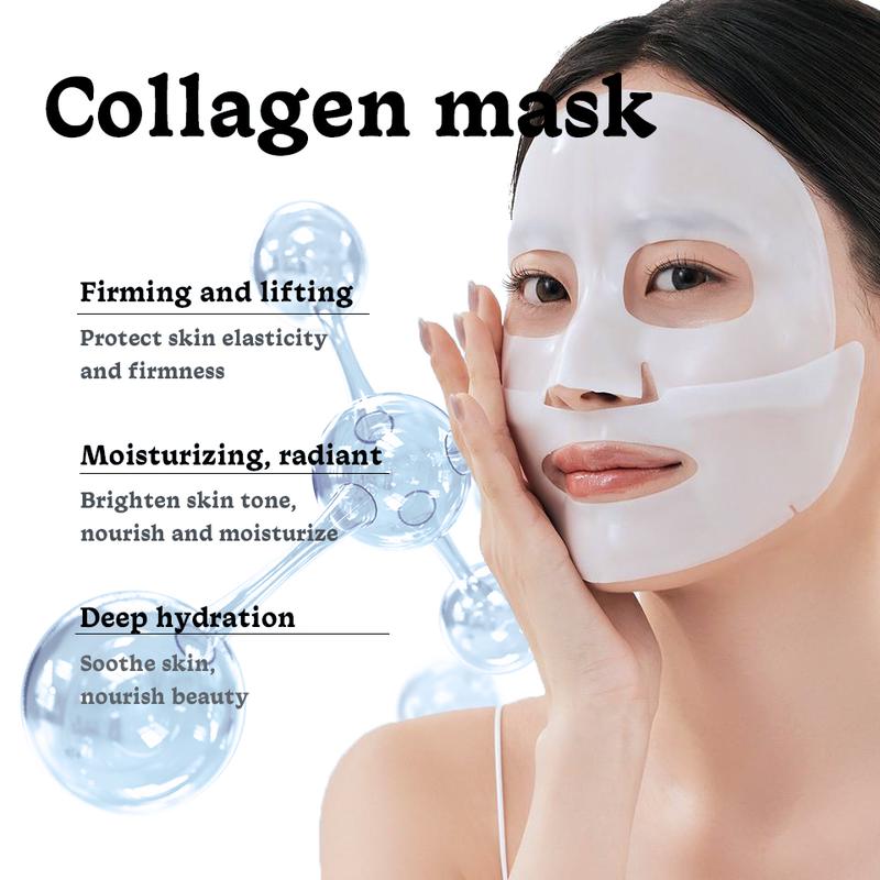 Urose-Collagen Face Mask - Hydrating Overnight Collagen Face Mask Deep Collagen Anti Wrinkle Lifting Mask - Pure Collagen Films for Improve Elasticity Firming And Moisturizing (5 pcs 1 Box) Skincare Skin Repair Comfort Moisturize