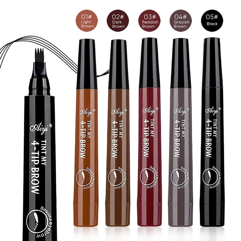 4 Fork Tip Liquid Eyebrow Pencil, 1 Count Waterproof Long Lasting Eyebrow Pen, Brow Styling Brush, Brow Shading & Filling Pencil, Eyebrow Pen, 4 Point Eyebrow Pencil Waterproof Eye Brown Makeup, Eye Brow Pen Cosmetic for Women