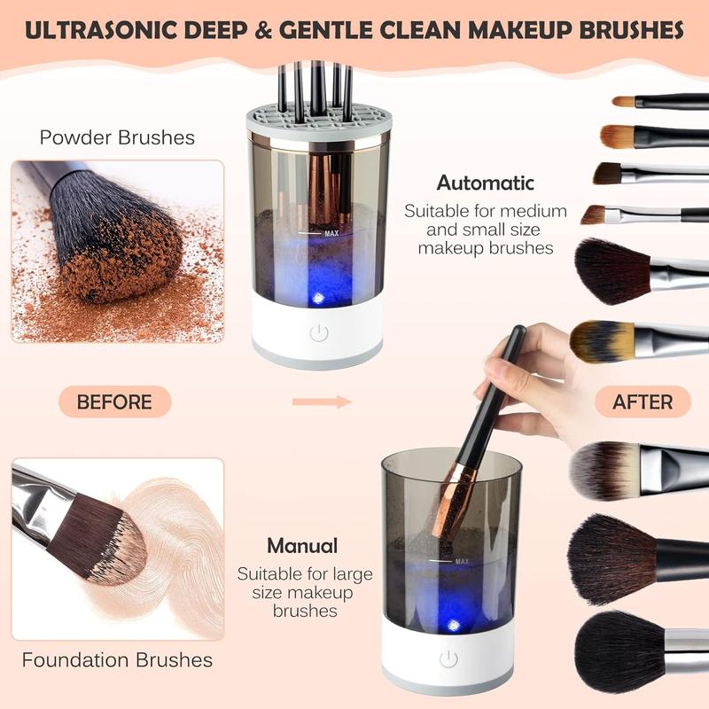 Electric Makeup Brush Cleaner, USB Rechargeable Makeup Brush Cleaning Machine, Automatic Makeup Brush Cleansing Tool for All Size Makeup Brush, Gift for Women